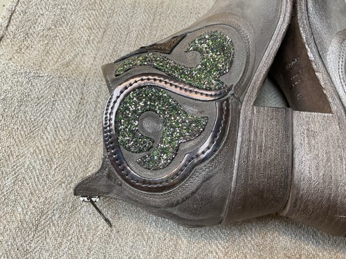 Russell & Bromley metallic CIRQUE leather Western Gaucho ankle boots 39 EU 6 UK - Picture 12 of 23