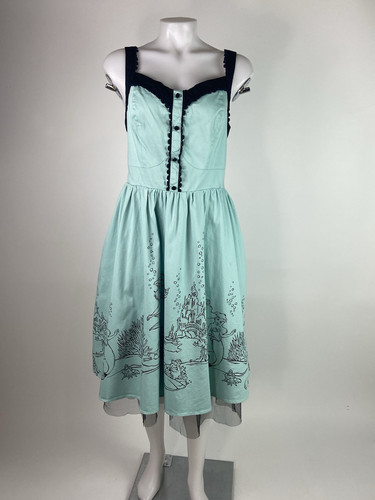 Torrid Disney Size 16 Green Little Mermaid Ariel Sweetheart Retro Dress Pockets