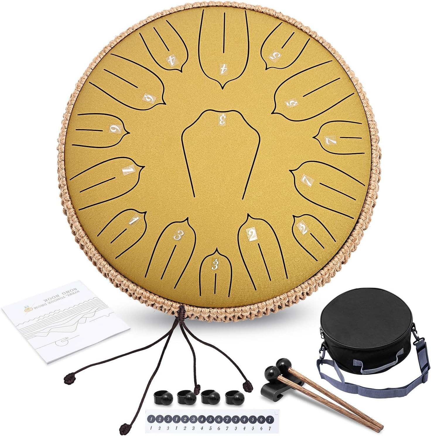 Steel Tongue Drum 15 Notes 14 Inch D-Key Panda Balmy Drum Percussion Instrument