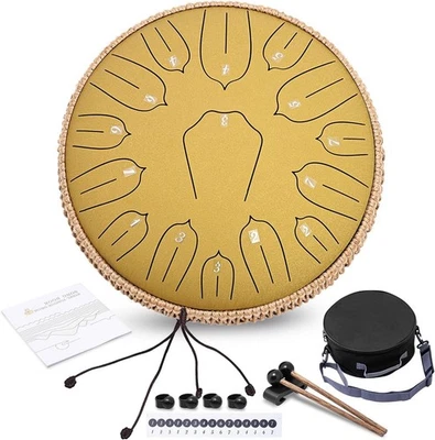 Steel Tongue Drum 15 Notes 14 Inch D-Key Panda Balmy Drum Percussion Instrument