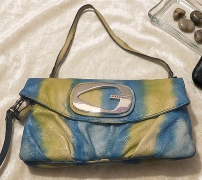 Guess Y2k Vintage Tie-dye Watercolor Shinny Faux Leather Clutch Wristlet Bag