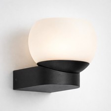 Image of Saxby Bond Bathroom LED Wall Light Matt Black with Opal Glass Shade Modern