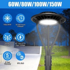 60W 80W 100W 150W Led Post Top Light Dusk to Dawn Outdoor Garden Pole Lighting