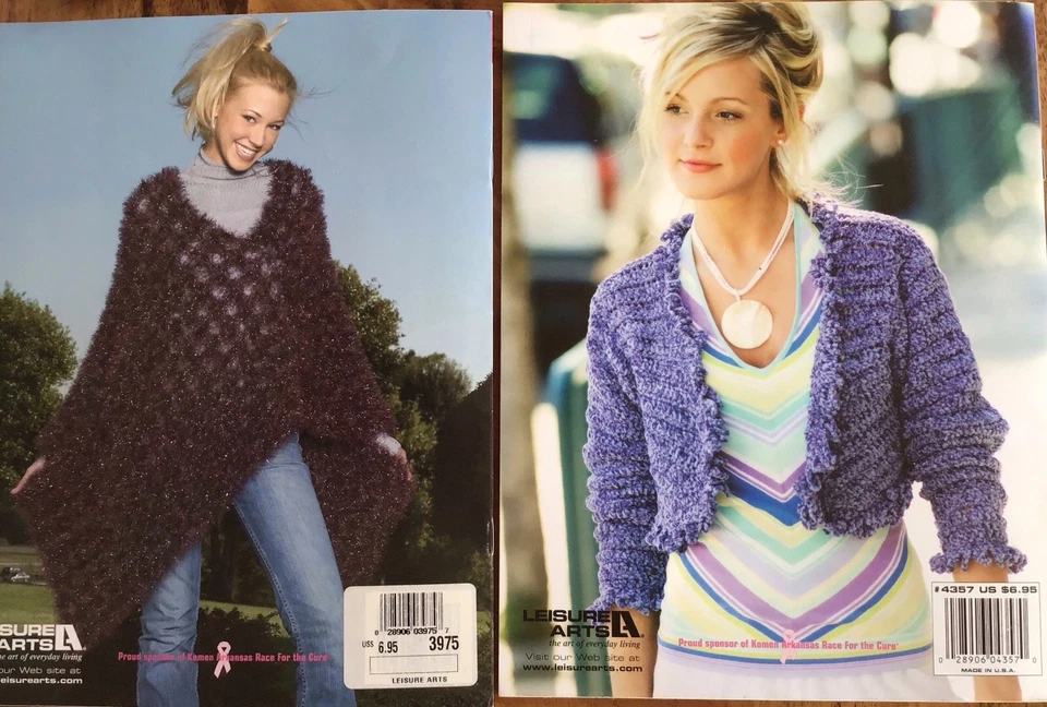 Crochet Knitting Sewing Books Hat Poncho Sweater Fleece Leisure Arts Lot of 4 - Image 3 of 4