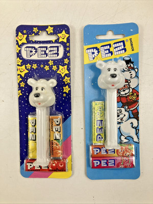 PEZ ICEE Bear White Head Lot of 2   Hungary MOC, Euro & Bonbons Cards