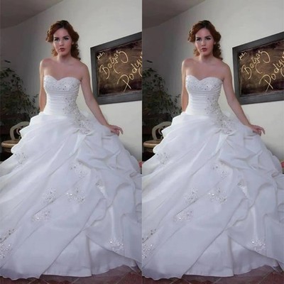 Luxury Wedding Dress Sweetheart Beaded Pleated Princess Ball Gown Bridal Dress 