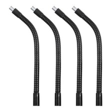 7.9" Gooseneck, 4Pcs 3/8"-16 Female to Male Thread Flexible Tube, Black