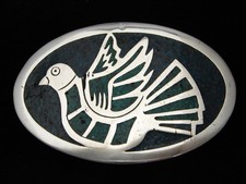 QL11168 VINTAGE 1970s  DOVE  SOUTHWESTERN DESIGN ART BELT BUCKLE