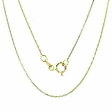 VFK 14K Yellow Gold 0.8mm Box Chain Necklace – Minimalist Gold Necklace