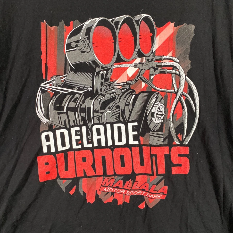 Adelaide Burnouts Shirt Mens 5XL Black Drag Race Dragway Frantic SA Ute Adult X2 - image 3 of 4