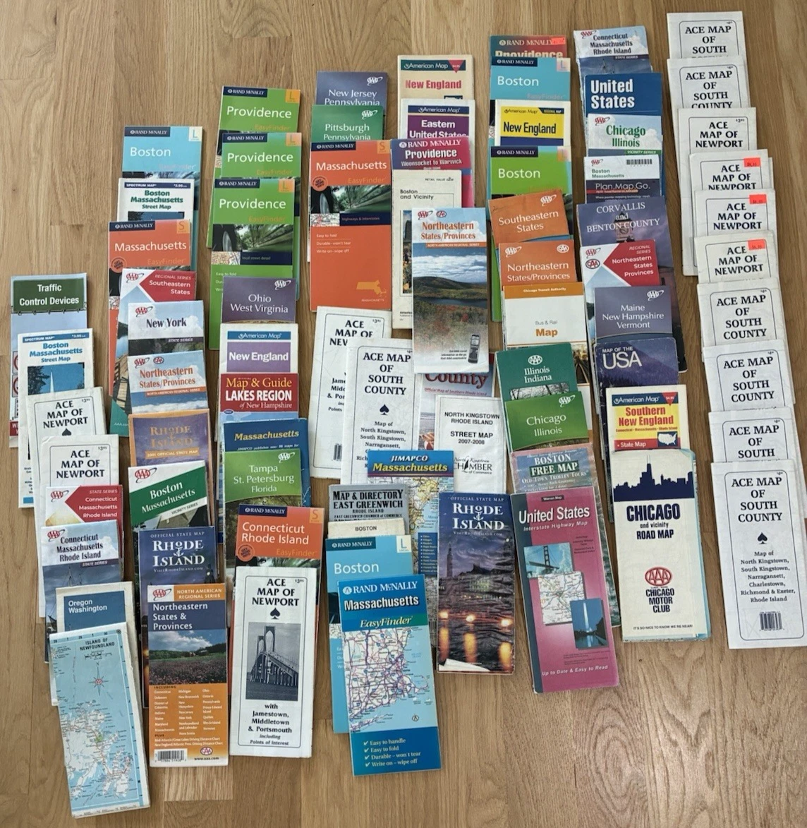Lot of 78  Vintage USA Road Maps - New England, Oregon, Chicago, Tamps,USA, etc. image 1