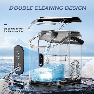 Simzlife ZX-IM-12S-S Nugget Ice Maker Countertop with Handle