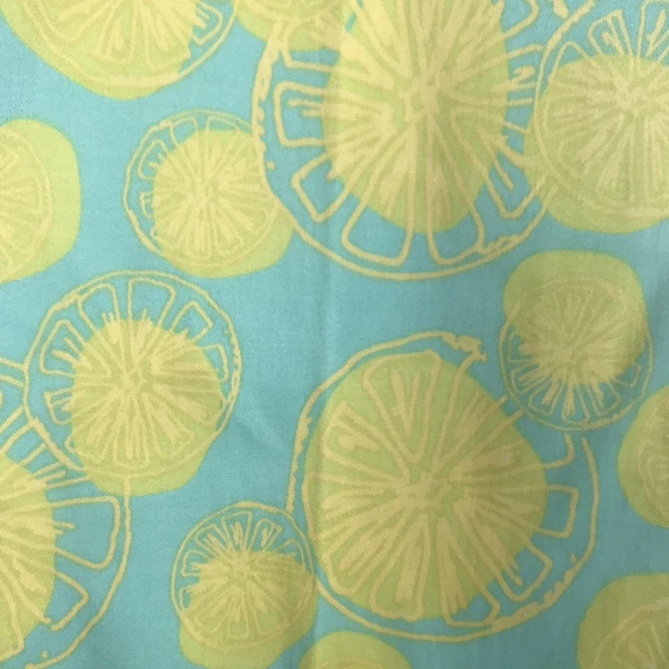 NWT David Brooks Capri Crop Pants Stretch Lemon Print Yellow Blue Pockets Sz 16 - Image 2 of 4