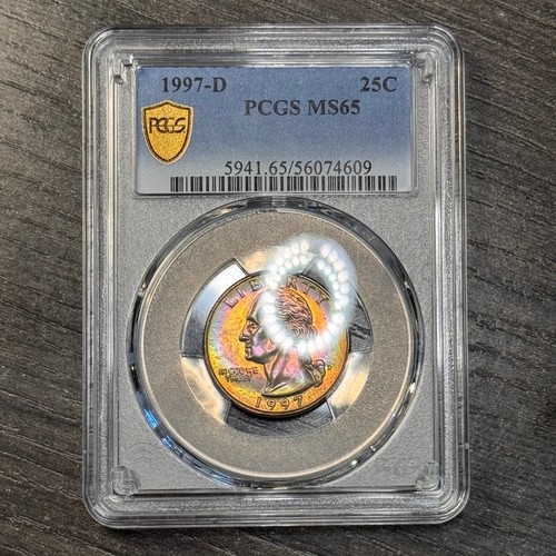MS65 1997-D 25C Washington Quarter, PCGS Trueview- Rainbow Album Toned - Picture 4 of 8