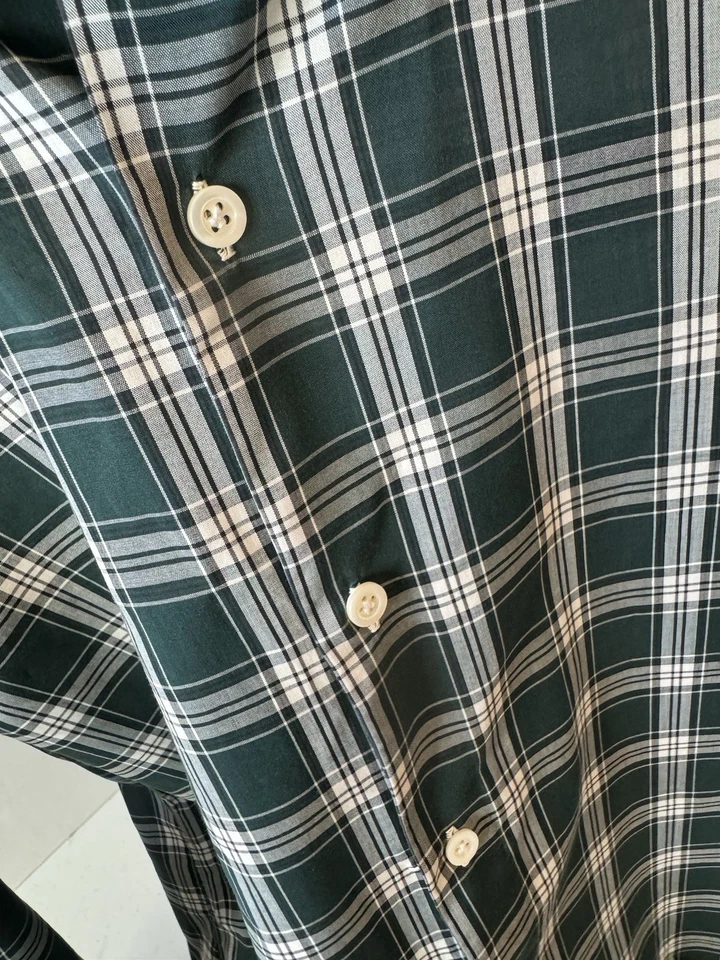 Hermoso Luigi Borrelli verde a cuadros manga larga para hombre 15,5/40 usado en excelente estado Foto 2 de 4
