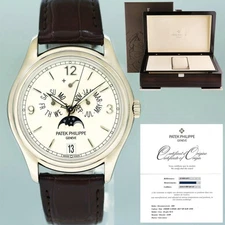 MINT 2014 PAPERS Patek Philippe 5146G White Gold Annual Calendar 39mm Moon Watch