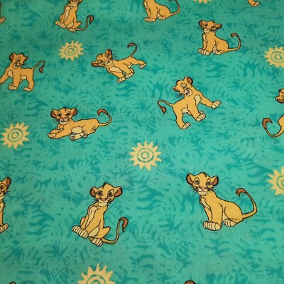 Cotton Fabric Springs Industries Lion King Baby Simba Cub 1 Yard 10 inches Aqua