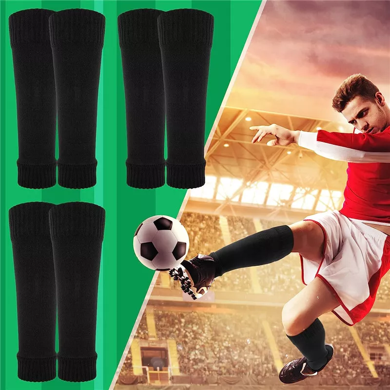 3 Pairs Football Socks Soccer Hockey Rugby Leg Sleeve Socks Black