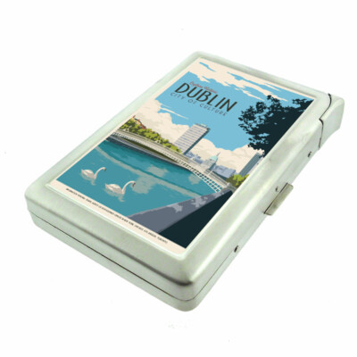Dublin Vintage Em1 Cigarette Case with Built in Lighter Metal Wallet 