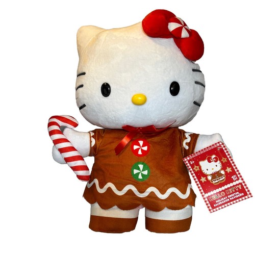 Hello Kitty Holiday Greeter Plush Stuffed Animal Christmas Gingerbread 17”