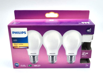Philips LEDClassic 40W A60 E27 WW FR ND (3er Pack) LED-Leuchtmittel G626