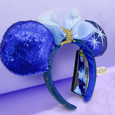Disney Parks Tinker Bell Blue Peter Pan's Flight Headband Minnie Ears Disneyland