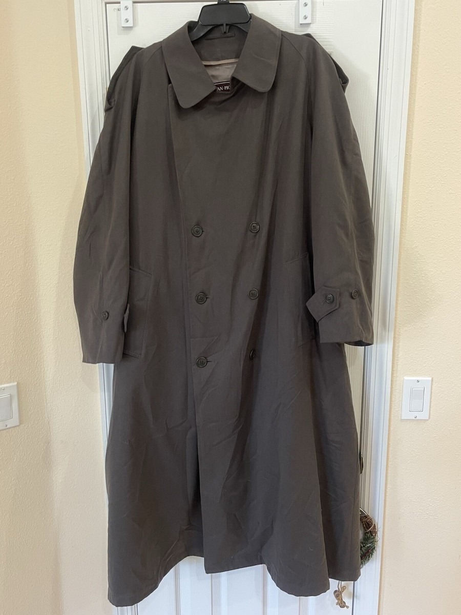 Evan Picone Men's Gray Trench Coat W/ Belt Size 44L | eBay
