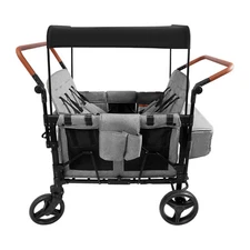 4 Seater Stroller Wagon with Seats for 4 Kids Adjustable Double Pusher 103cm/40"