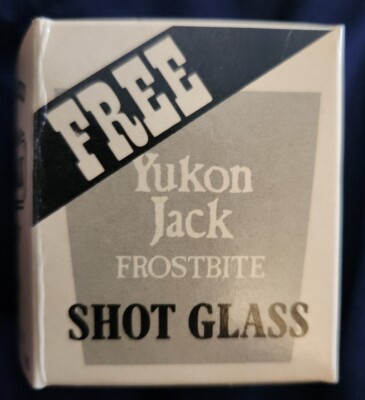 Yukon Jack Frostbite Shot Glass IOB NOS 1985