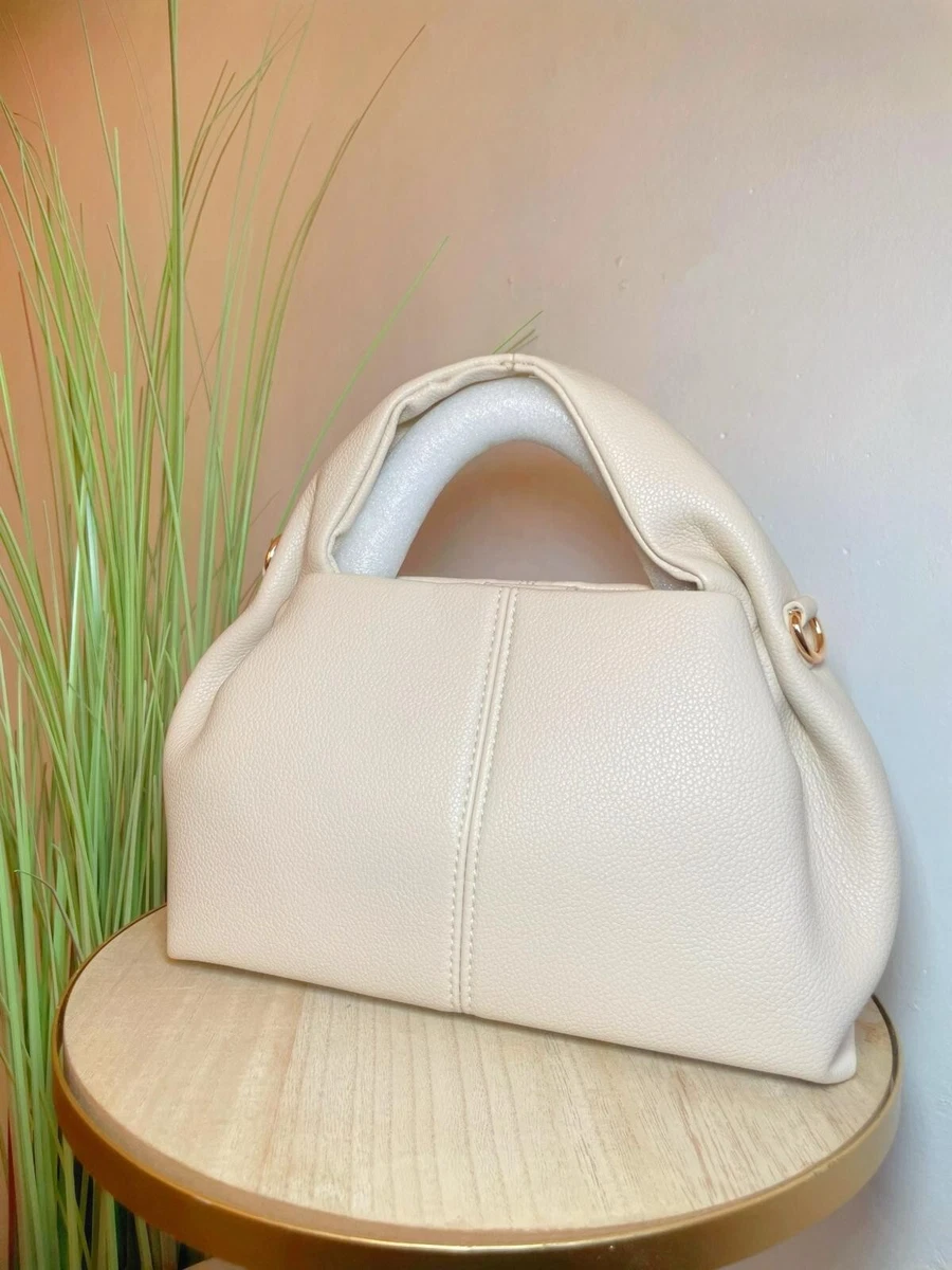Sac Fourre-tout Bandoulière Beige Simili Cuir Femme - Taille Moyenne, Zippé, Anse Chaîne - Neuf Sans étiquettes