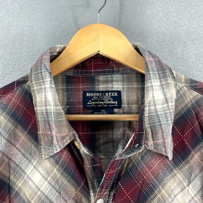 Chemise Serious Clothing Homme 2XL Rouge Plaid Western Pearl Snap - Vintage Y2K