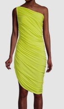  196 Norma Kamali Women's Yellow Diana One-Shoulder Mini Dress Size M/38