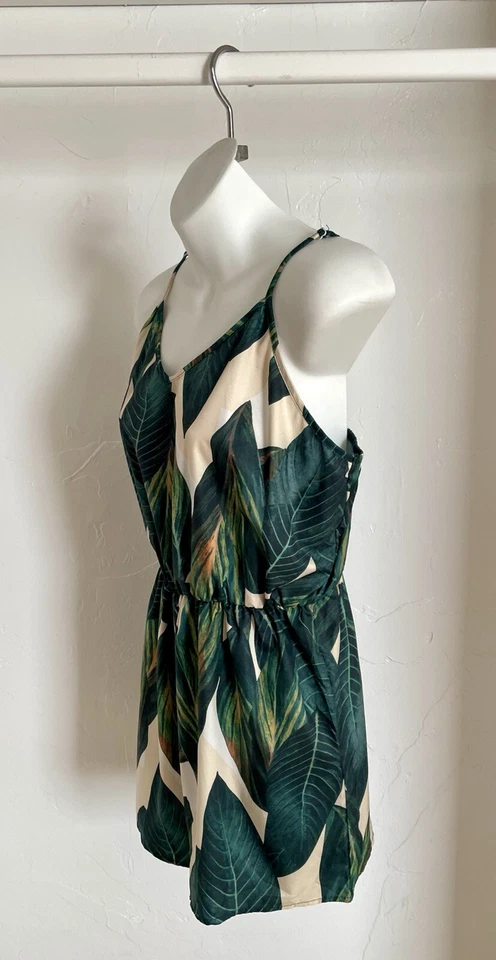 Pantalones Cortos Tropicales Estampado Hoja de Palma ROMPER Mono Talla Grande Foto 4 de 4