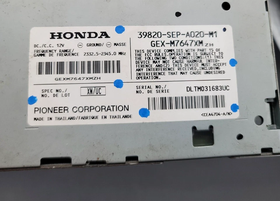 Módulo receptor de satélite Acura TL PIONEER RADIO XM 2004-2006 39820-SEP-A020-M1 Foto 3 de 4