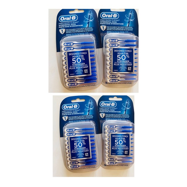 4 Lot 200 Total ORAL B PRECISION CLEAN INTERDENTAL PICKS w/ TRAVEL CASE