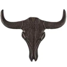 Texas Longhorn Cast Iron Steer Bull Head Skull Decor Lone Star Farmhouse  7" W