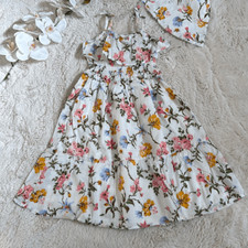 Janie and Jack Girls Floral Dress Size 5 with Hat