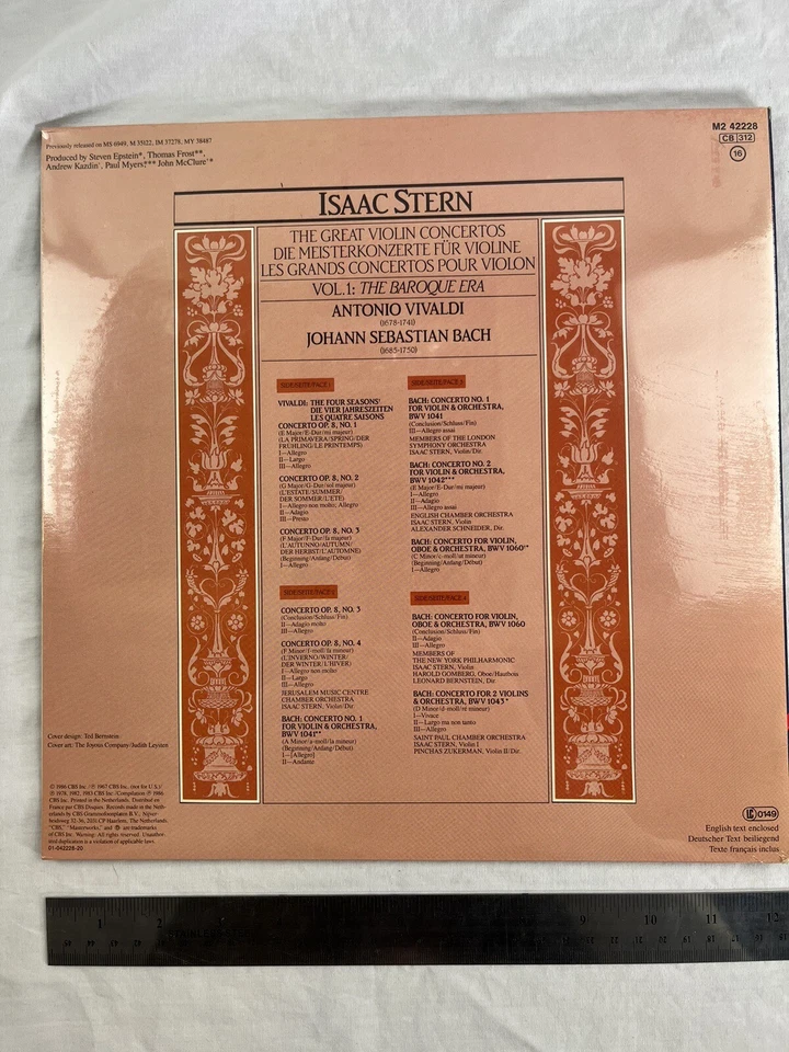 ISAAC STERN vl VIVALDI & BACH Great Violin Concertos Vol. 1 Baroque Era 2xLP NOS - Image 2 of 2