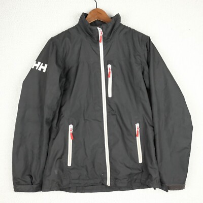 Helly Hansen Jacket Womens Medium Black White Lightweight Hooded Full Zip