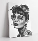COOL AUDREY HEPBURN SMOKING BIKER STYLE PORTRAIT CANVAS WALL ART PICTURE PRINT