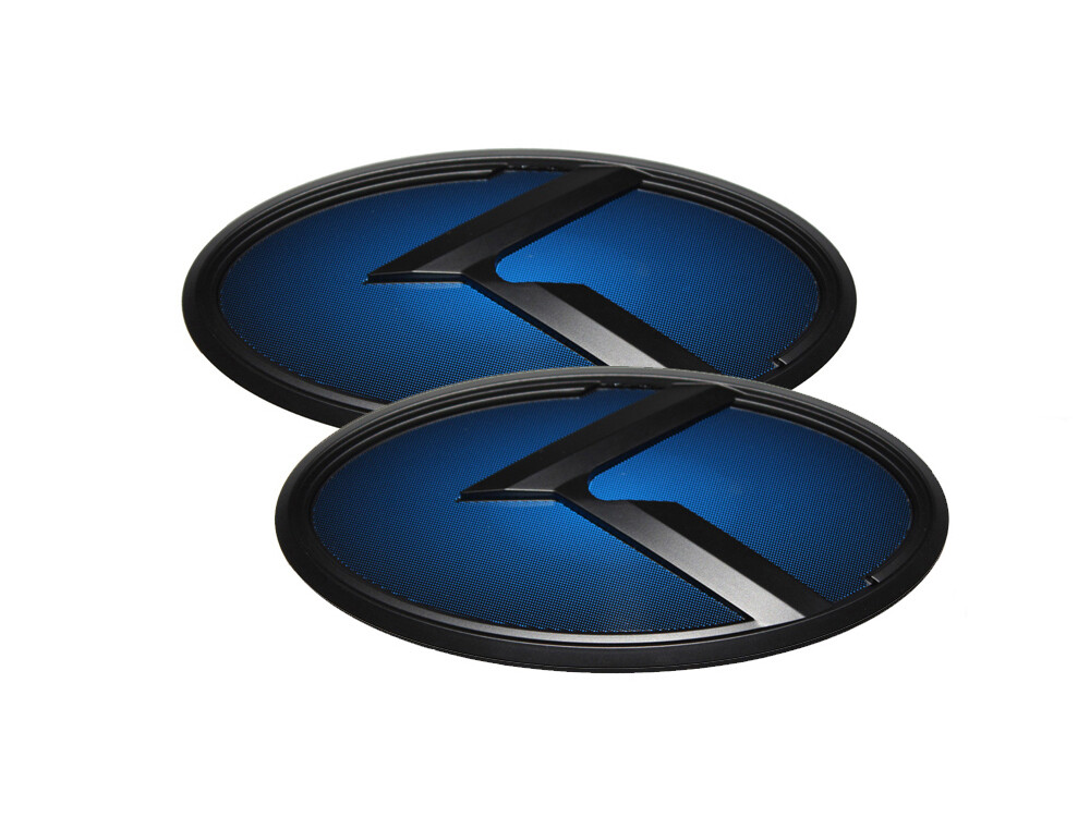 3D K Logo Emblem Blue & Black 2pc (Fits: KIA 2010-2021 SOUL)