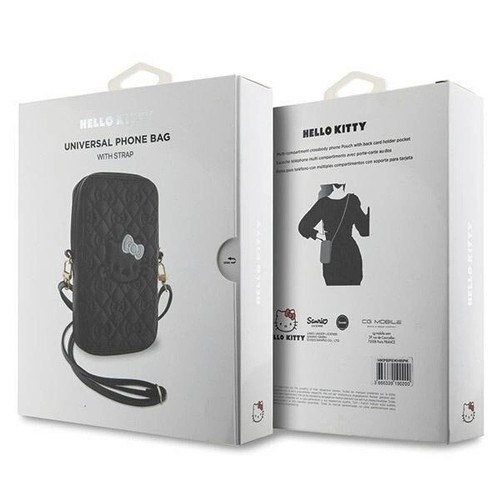 Bolso bandolera negro con lazos acolchados para teléfono Hello Kitty - Imagen 5 de 5