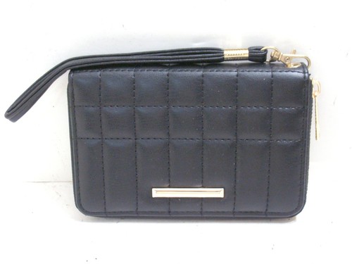 Schwarze Kunstleder Clutch Geldbörse Portemonnaie 2 Fächer 6" x 4" x 1"