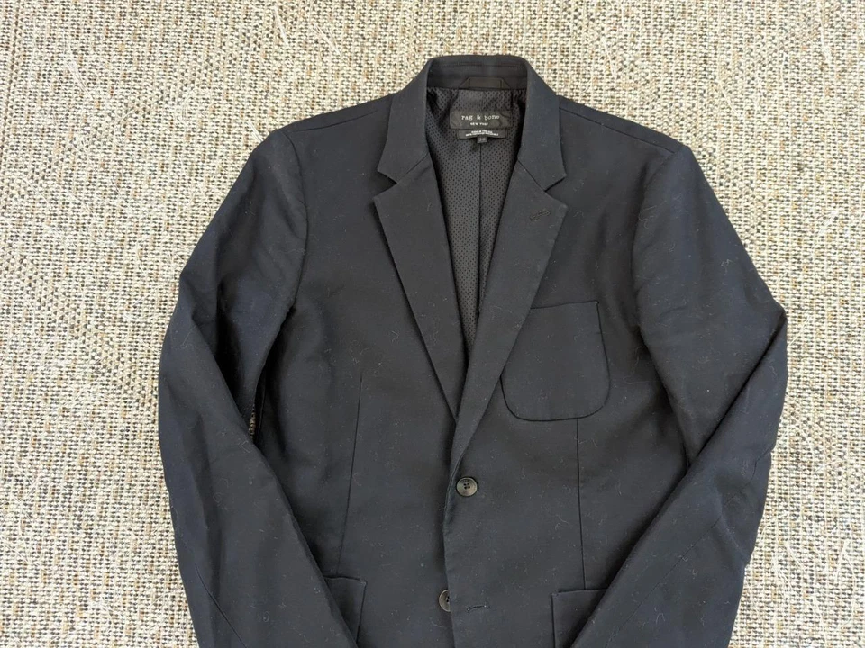 USA made RAG & BONE blazer jacket 36 black FORMAL tuxedo cotton - Image 2 of 4