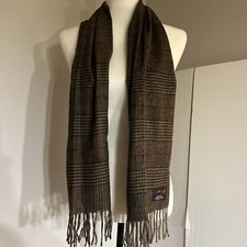 Cashmink V. Fraas Scarf Acrylic Made In West Germany Plaid Brown