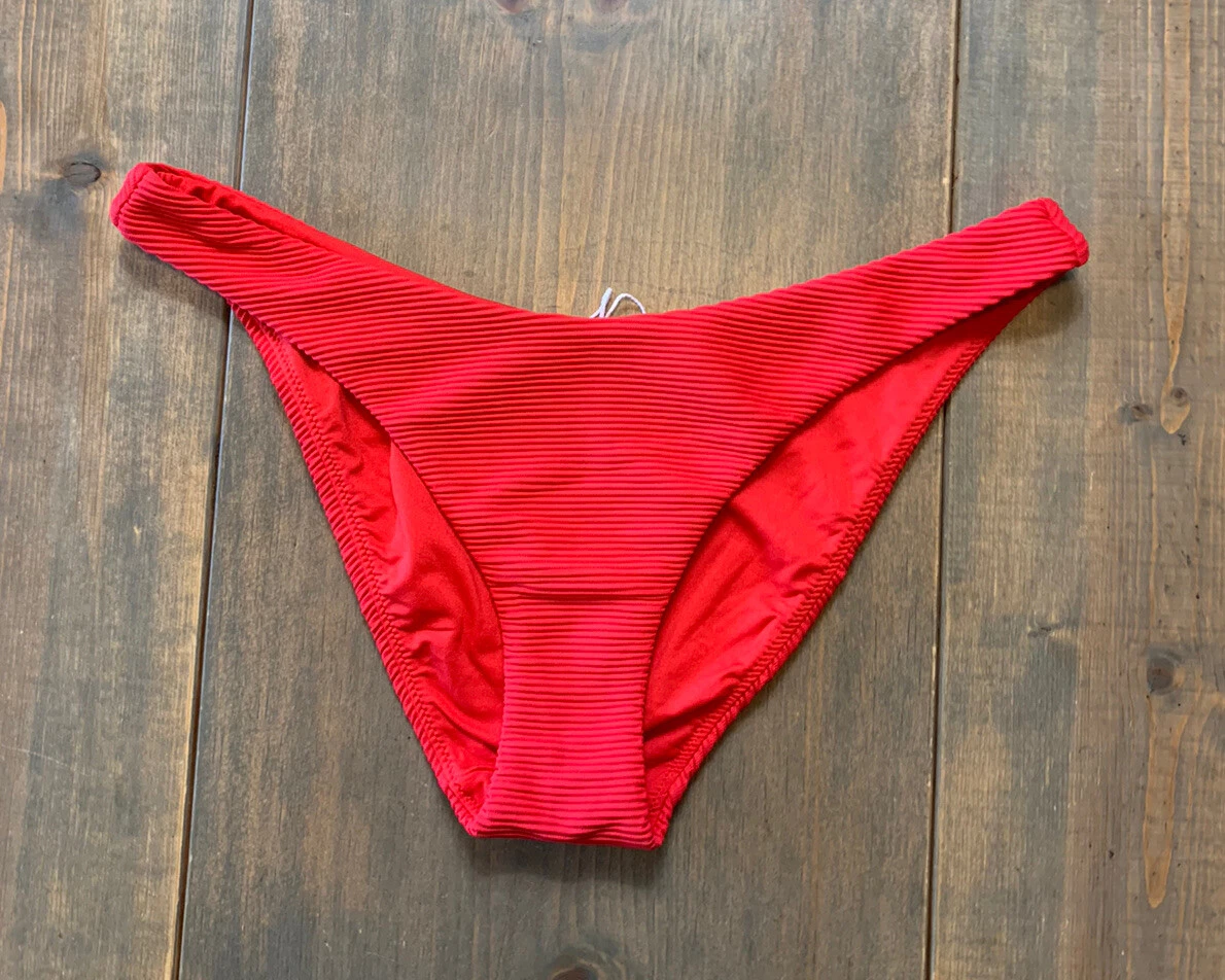 NWT Seafolly Women s Beach Swimming Bikini Bottom Solid Red Size