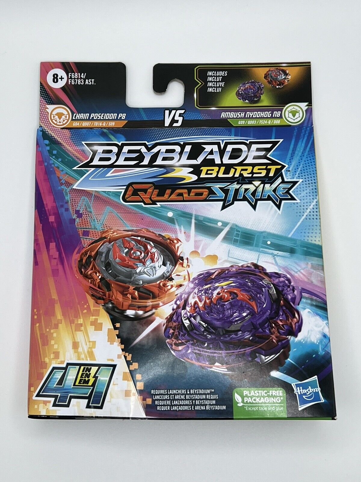 2023 Beyblade Burst Quad Strike *Ambush Nyddhog VS Chain Poseidon*