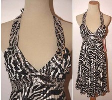 New Morgan & Co short Black dress size S Animal Print Formal prom $79 Halter