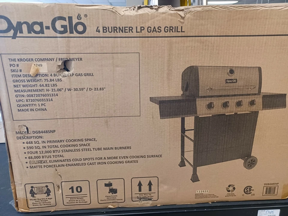 Parrilla de gas propano Dyna-Glo 4 quemadores LP, nueva en caja, c-x Foto 2 de 4