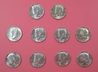 Lot of Ten 40% Kennedy Half Dollars / 1965-1969 / SK9AB